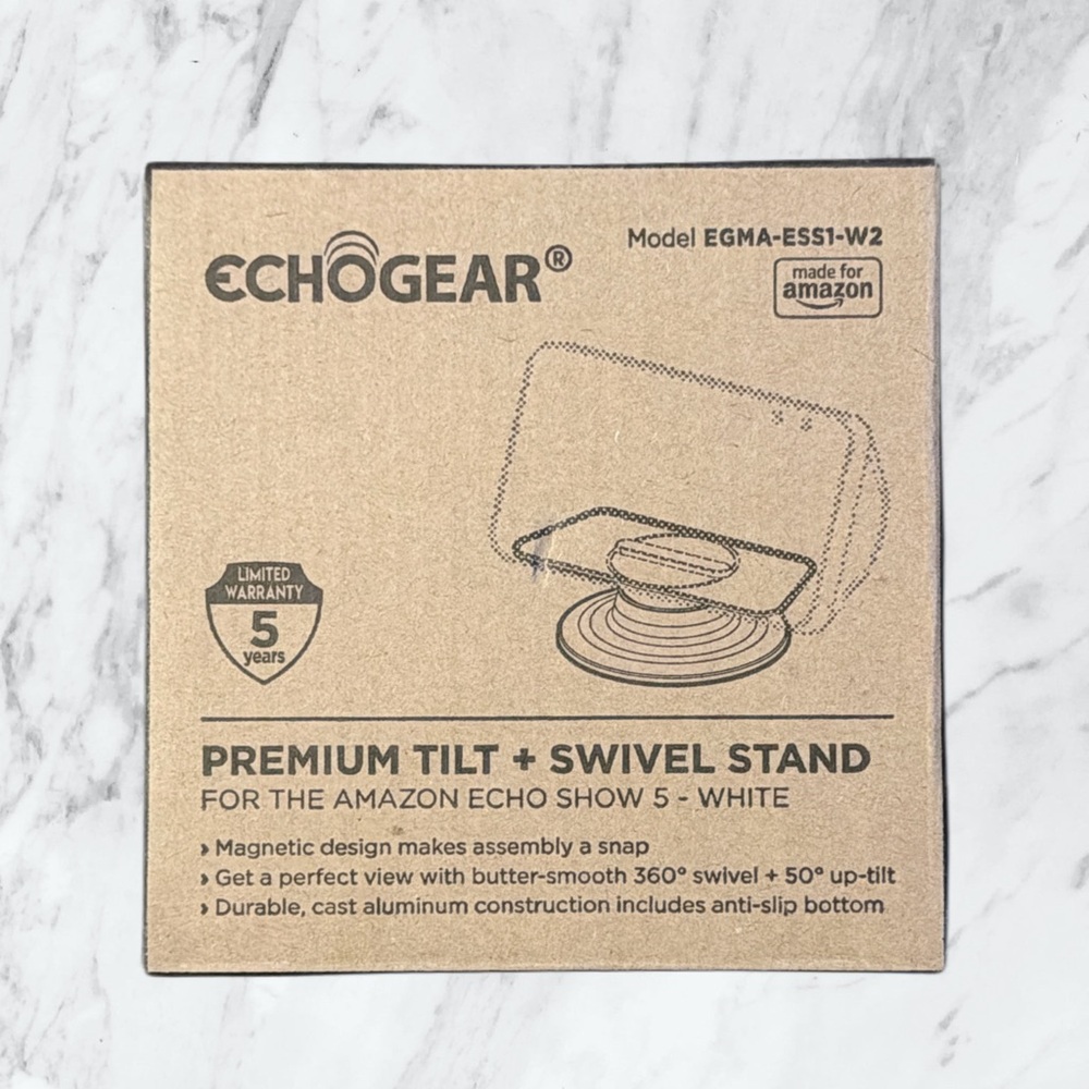 White Premium Tilt + Swivel Stand for Amazon Echo Show 5